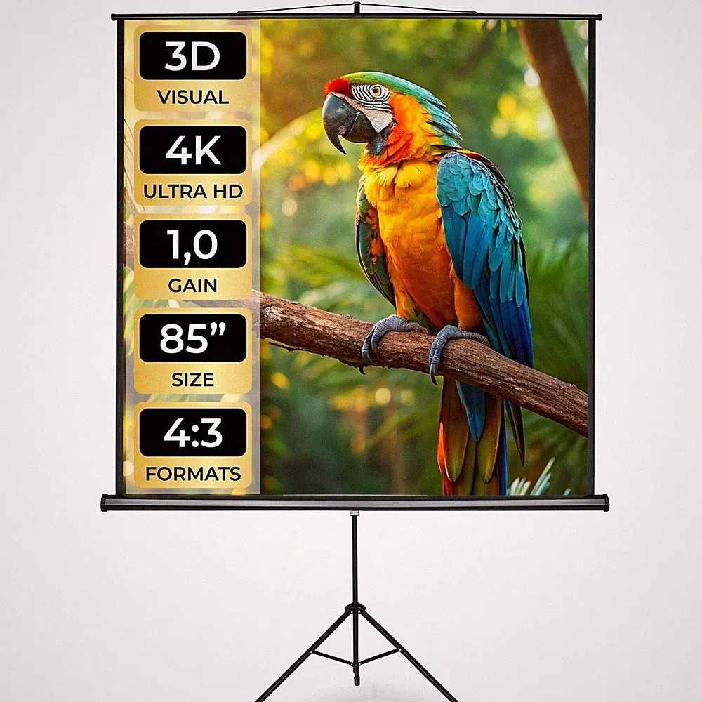 Beamer Leinwand mit Stativ Heimkino HD TV Rollo Leinwand 16:9 mobil 85-110 Zoll