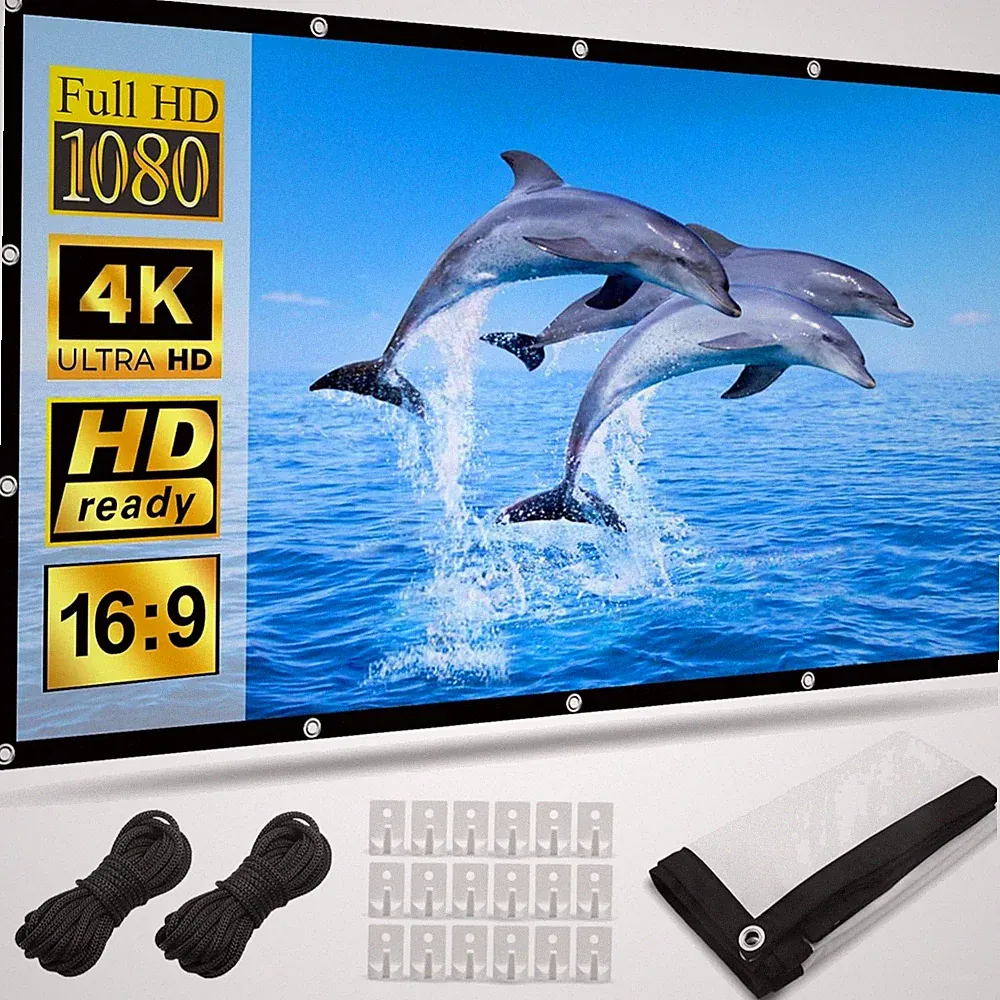 Beamer Leinwand Projektionsschirm 120 Zoll Wandmontage 16:9 HD 4K Lehrer
