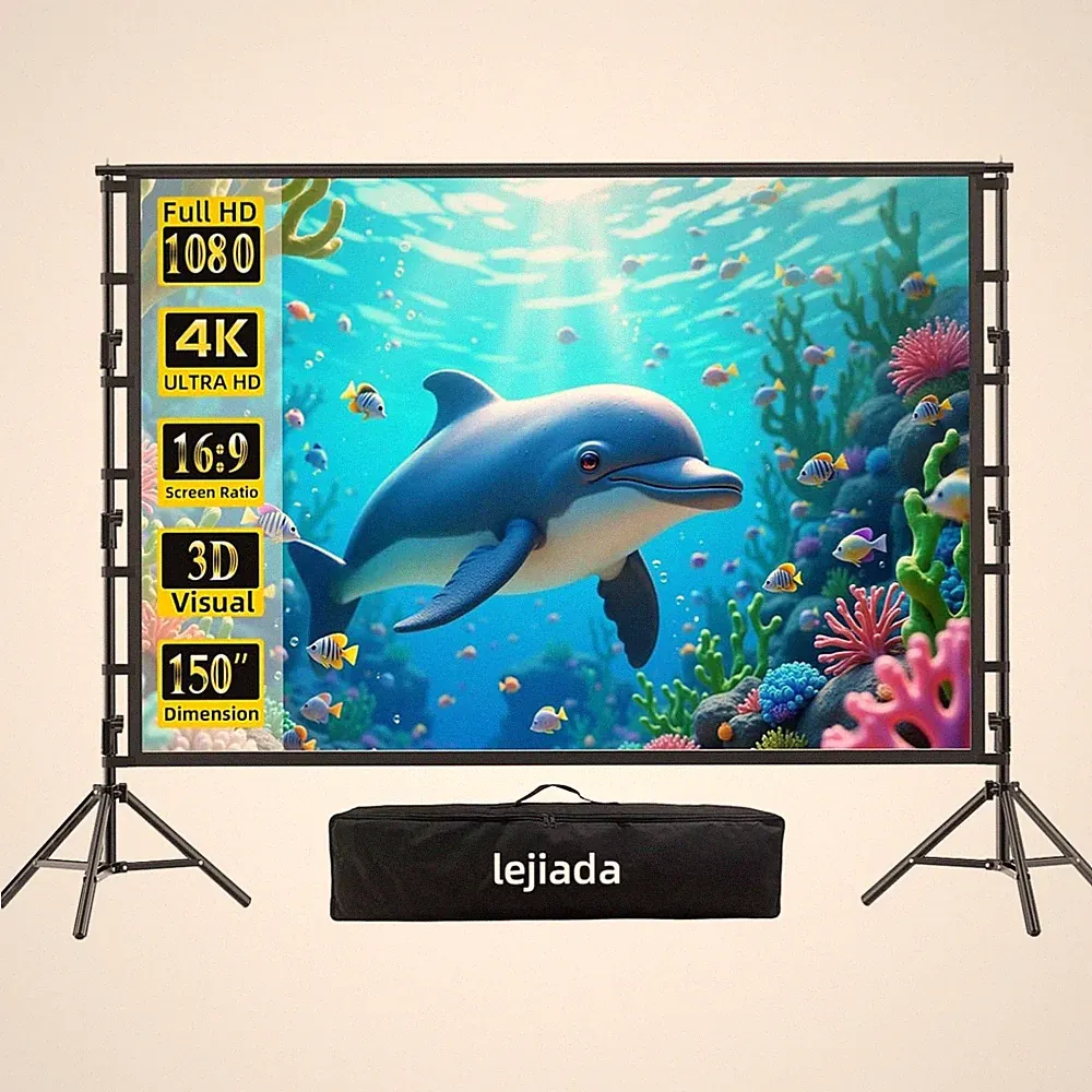 Beamer Leinwand Projektionsschirm 150 Zoll 16:9 Tragbar Outdoor Indoor