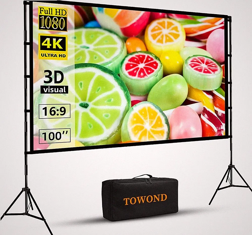 Beamer Leinwand Stativ, Towond 100 Zoll Indoor Projektor Tragbar Outdoor 16:9 HD