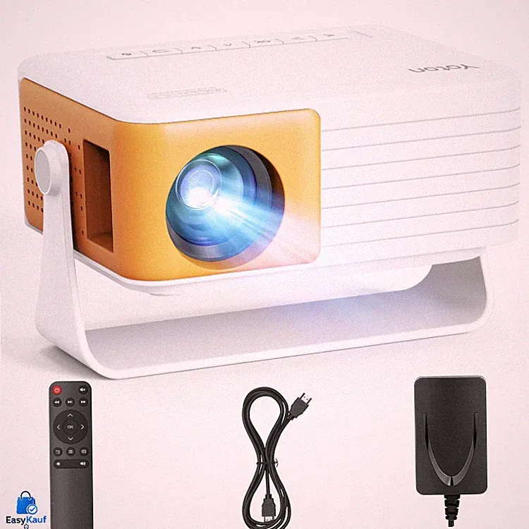 Beamer Mini Projektor 1080p 6000 lm Tragbar Gelb HDMI USB für Heimkino YOTON