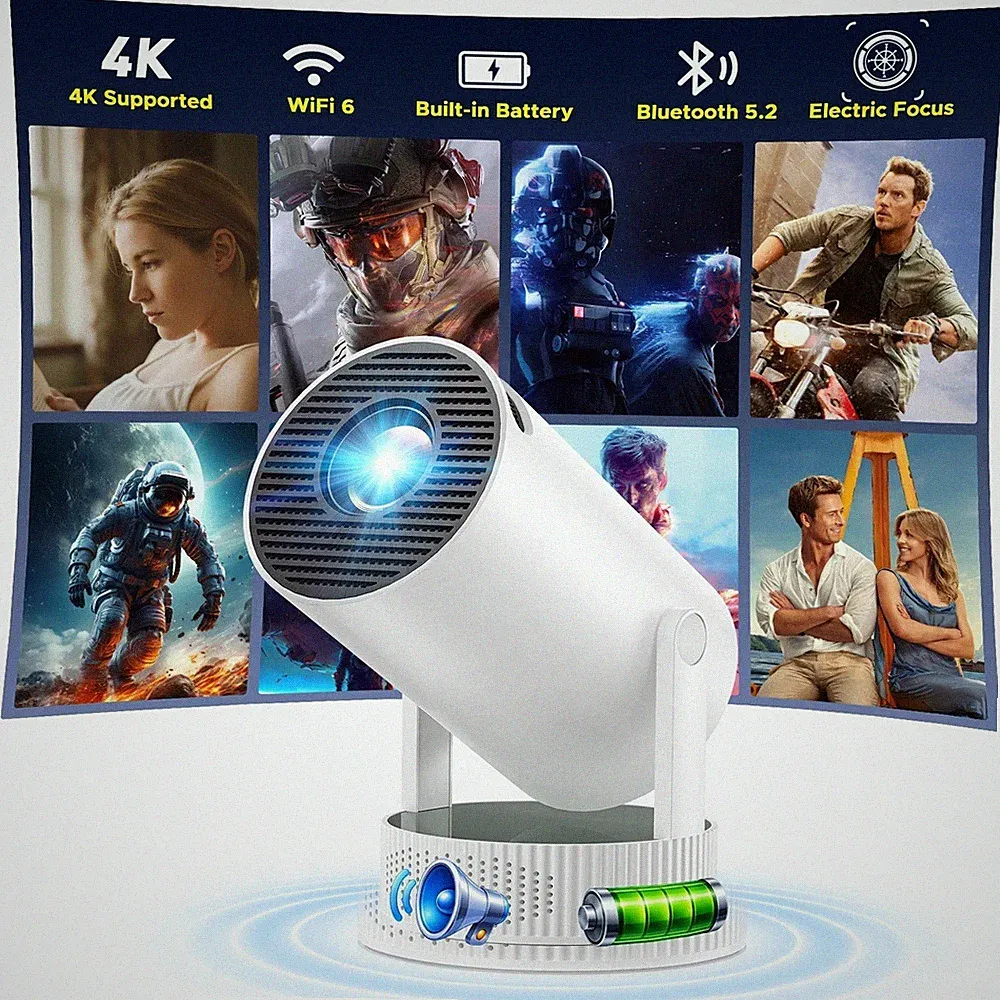 Beamer Mit Akku LED 4k UHD Heimkino Projektor Kino Handy LCD Mini Heimprojektor