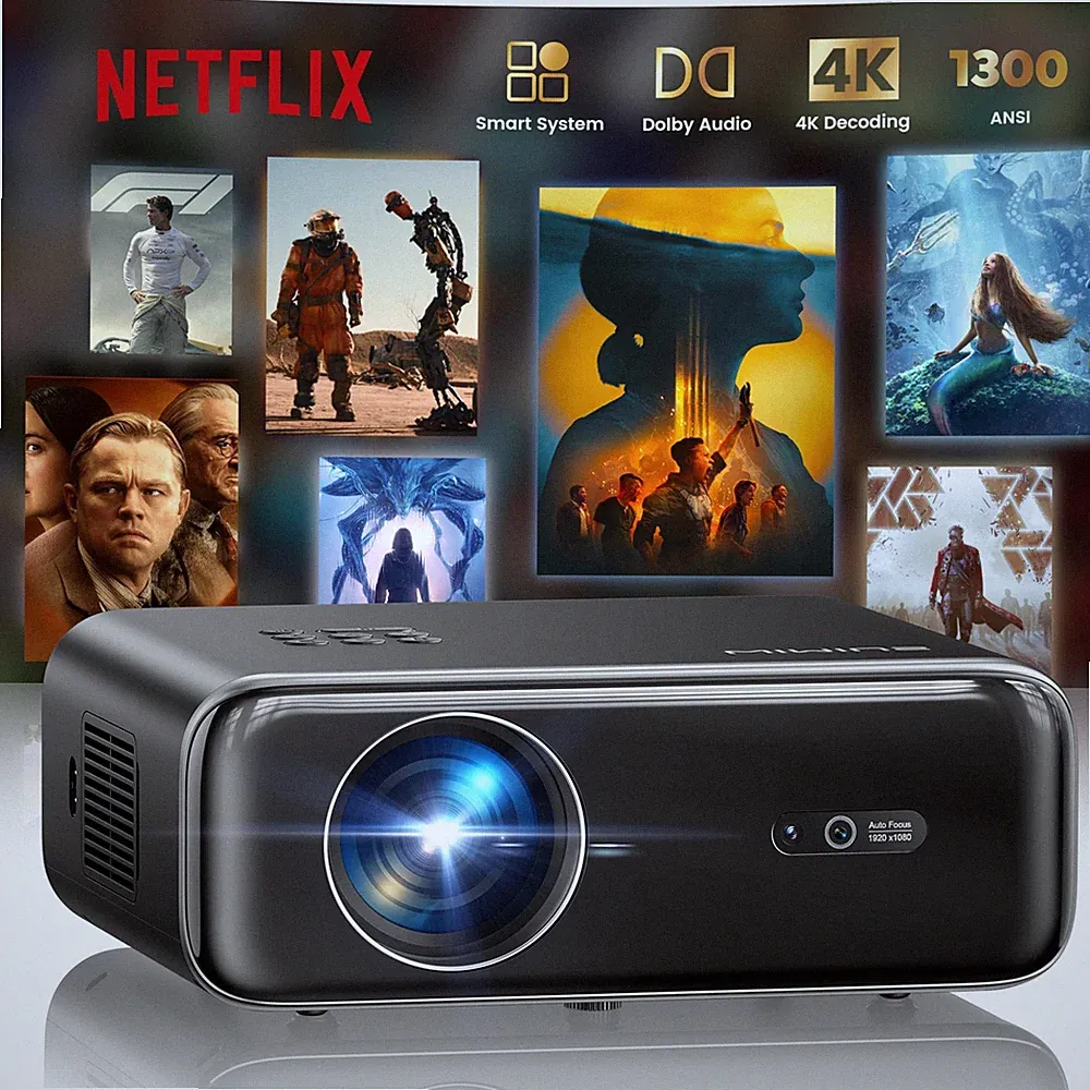 Beamer Netflix Offiziell/Dolby/Autofokus Smart Projektor 4K Unterstützung, Wi...