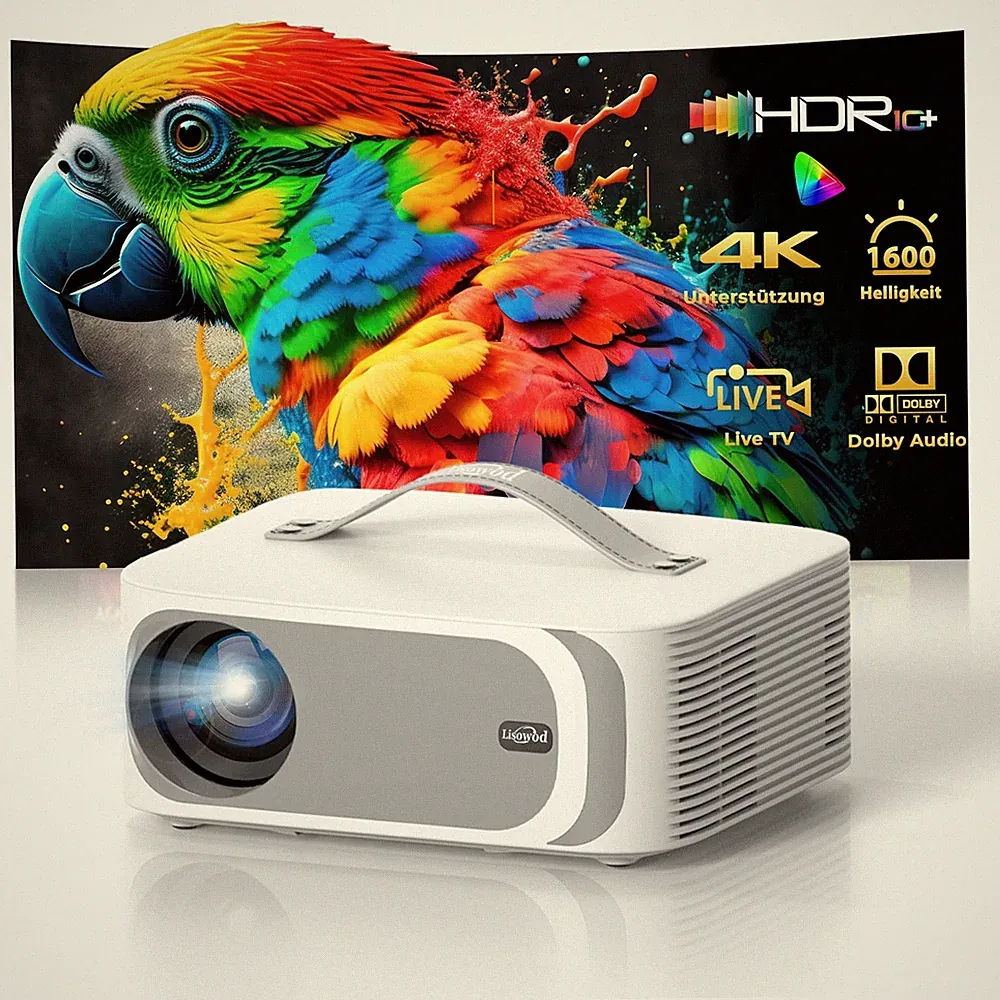 Beamer Passend für Netflix Dolby Audio|1600 HDR10 Mini Beamer 4K Heimkino mit...