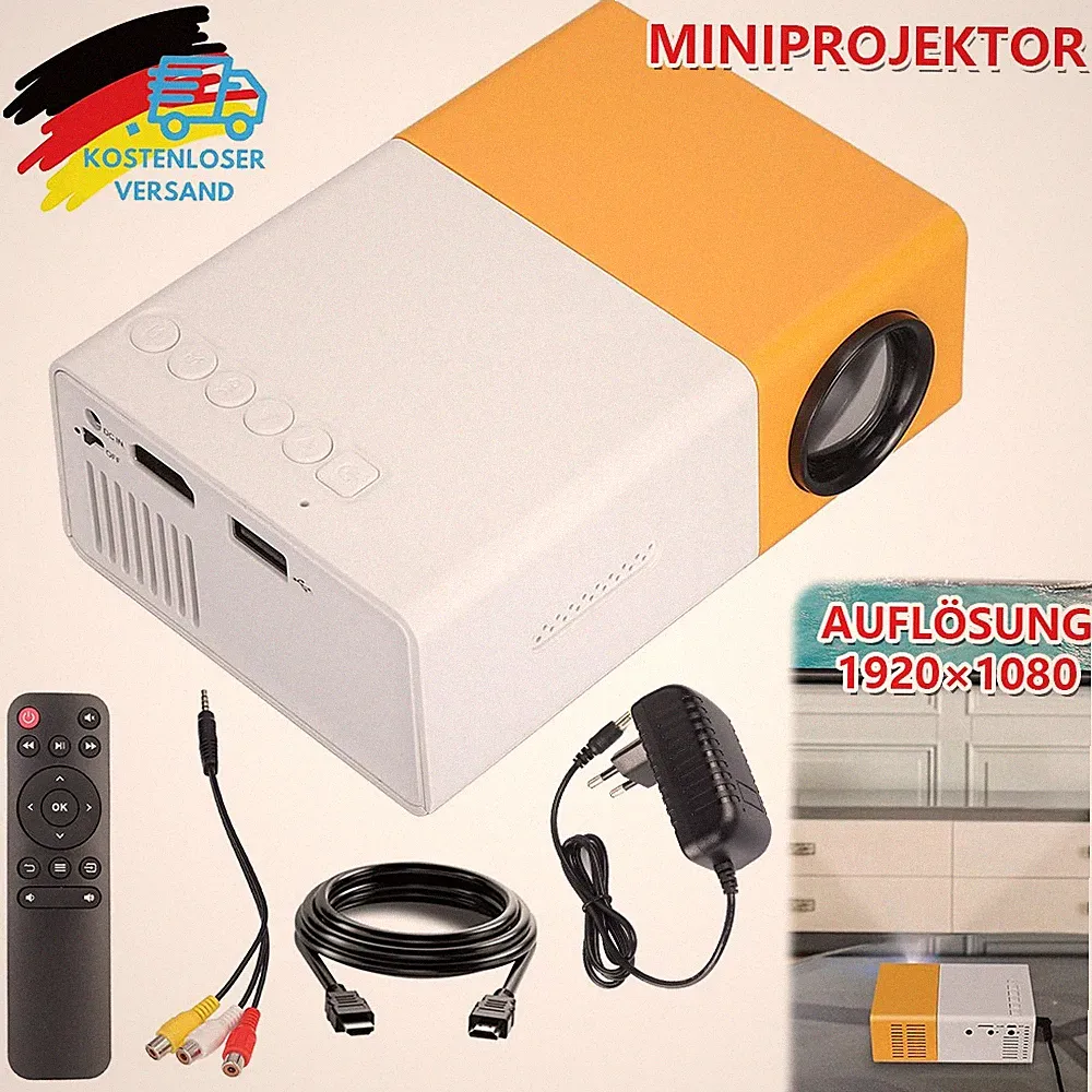 Tragbarer Android iPhone iPad Projektor 1080P Full HD Ohne WLAN Bluetooth