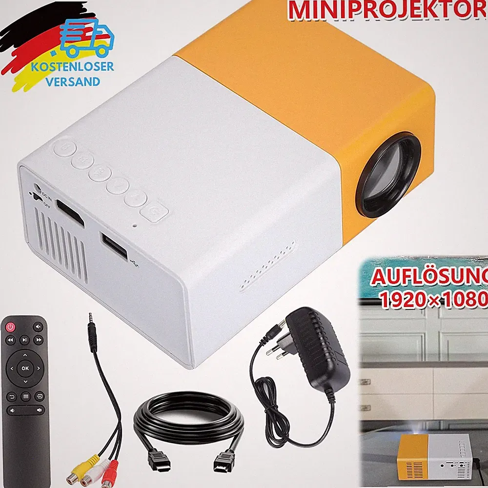 Beamer Projektor 4:3 HD 1080P Android/iPhones TV Heimkino Mini Tragbar NEU