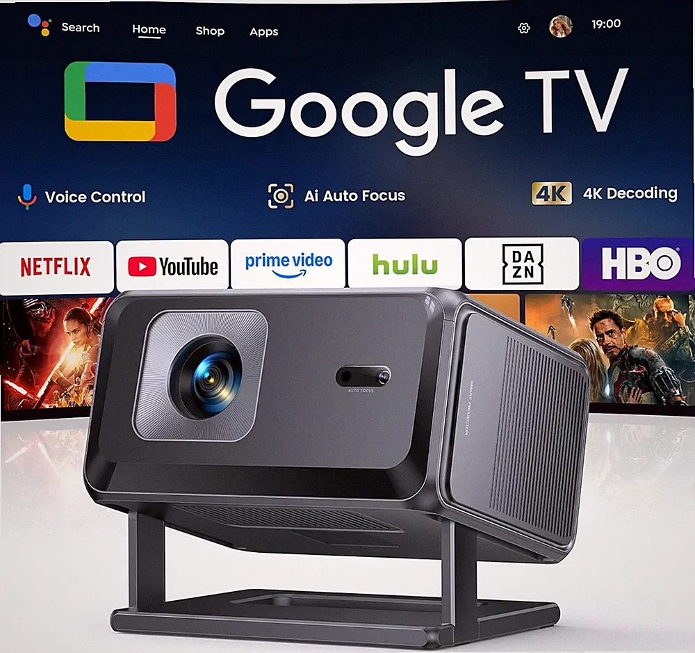 Beamer Projektor 4K Google TV WiFi Bluetooth 1080P 1000LM Heimkino Full HD LED