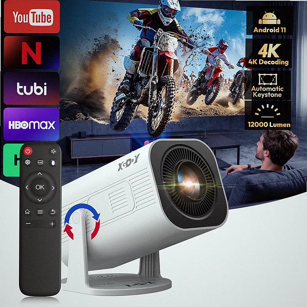 Beamer Projektor 4K UHD WiFi 12000 Lumen Heimkino Mini Tragbar Android 11.0