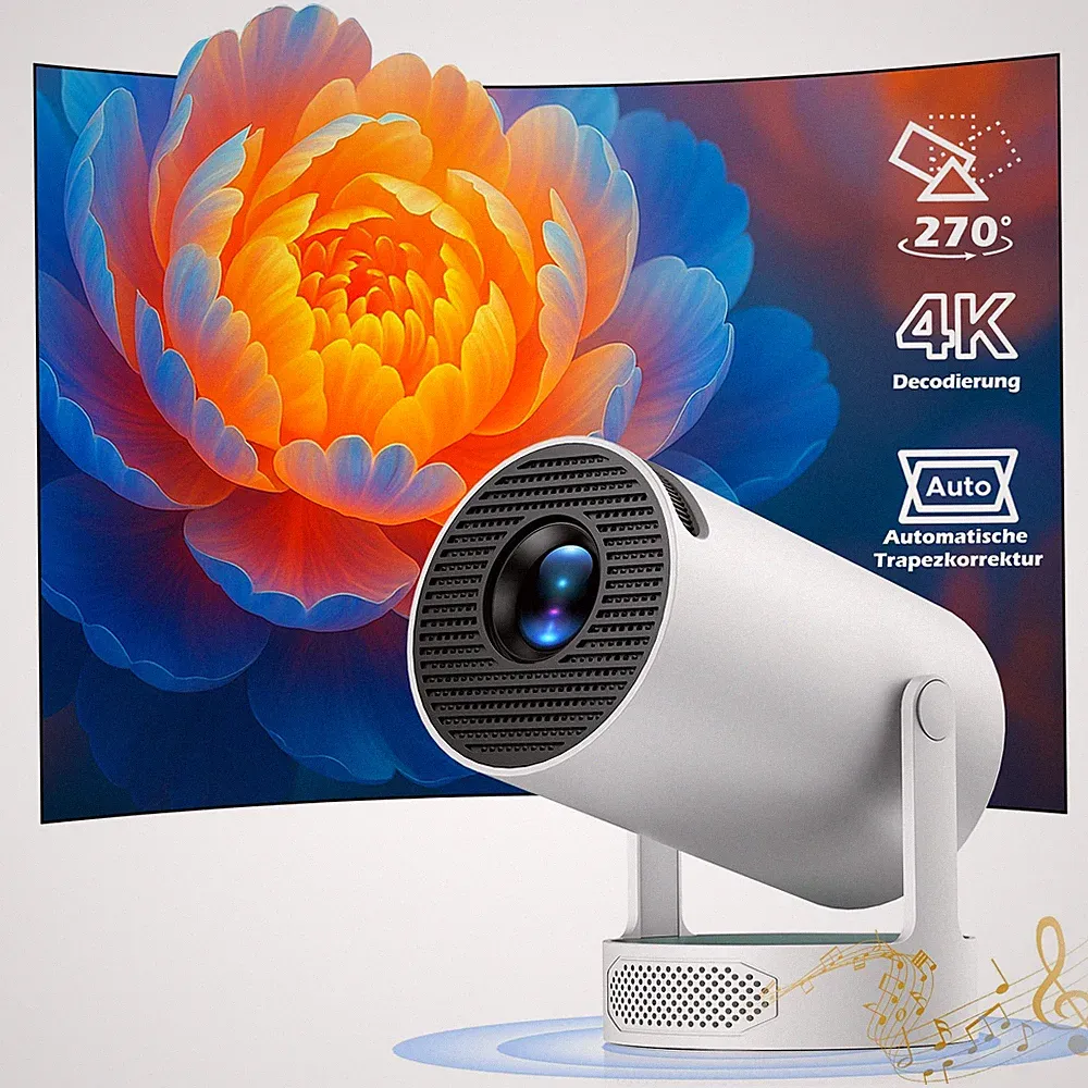Beamer Projektor 4K UHD WiFi Bluetooth Smart Heimkino Mini Tragbar Lautsprecher
