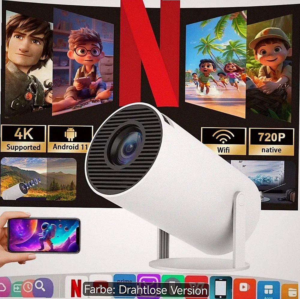 Beamer Projektor Heimkino 4K UHD WiFi Bluetooth Android TV