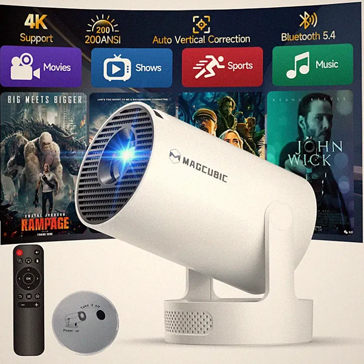 Beamer Projektor Mini 4K Tragbar LED WiFi 6 Bluetooth 5 200 ANSI Lumen 1280 720