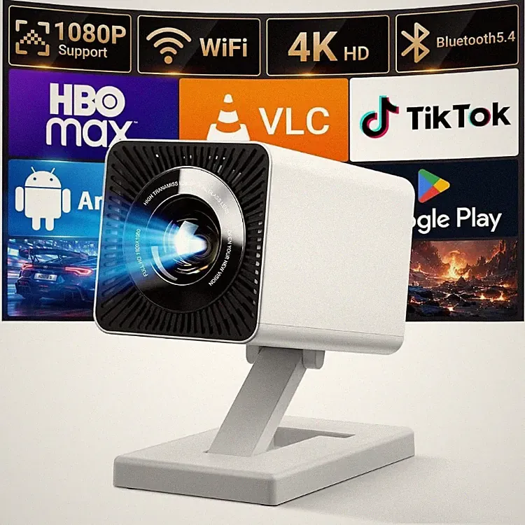 Beamer Projektor Mini Tragbar 15000 Lumen 130 Zoll HDMI Bluetooth Weiß P3, 4K