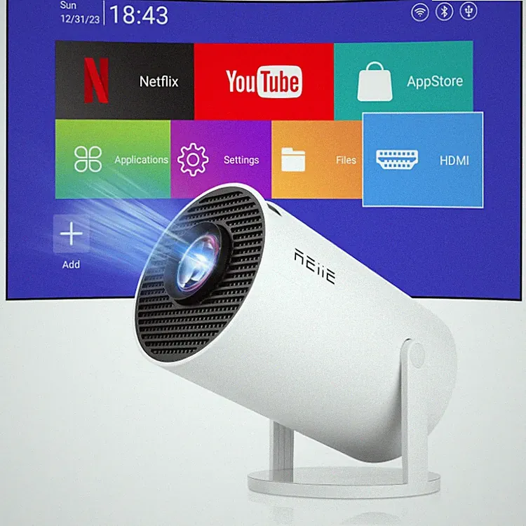 Beamer Projektor Mini tragbar 4K 1080P WiFi 6 Bluetooth 30 W 200 Lumen, Android