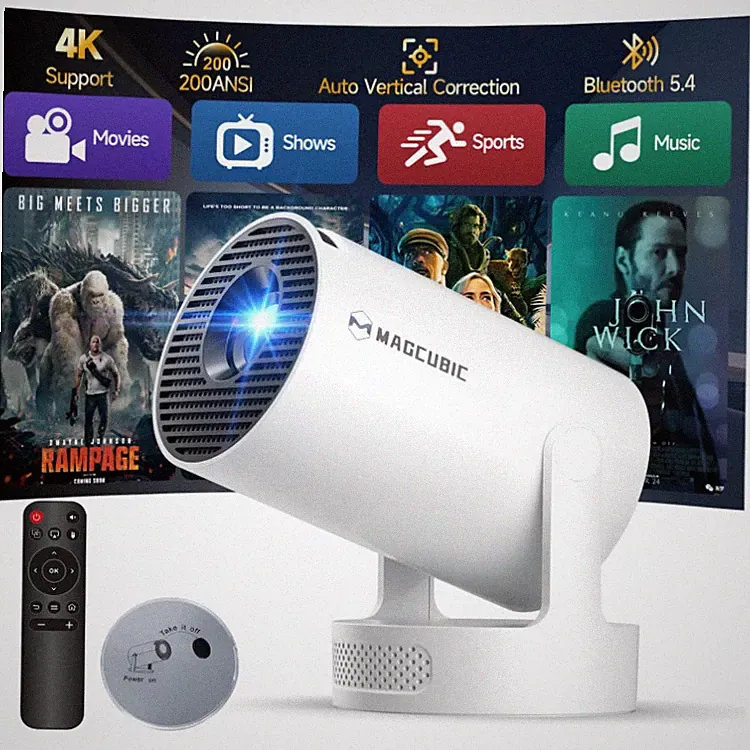 Beamer Projektor Mini tragbar 4K 200 ANSI 1280 720 HDMI WiFi 5W Lautsprecher