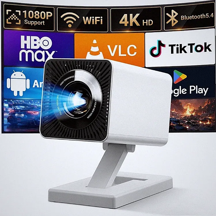 Beamer Projektor Tragbar 4K 15000 Lumen 130 Zoll Weiß-P3 Bluetooth WiFi 1080P