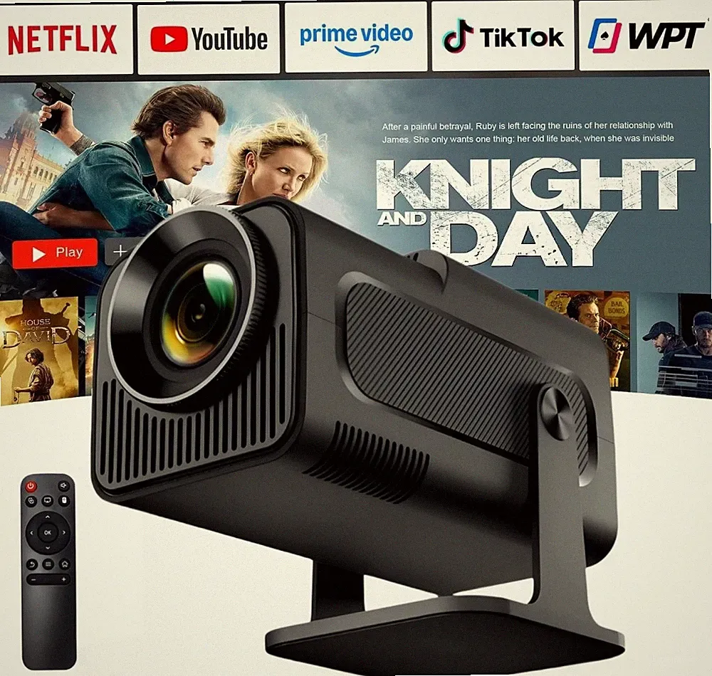 Beamer Projektor UHD WiFi Bluetooth Android TV Heimkino Mini Tragbar 1280 x 720p
