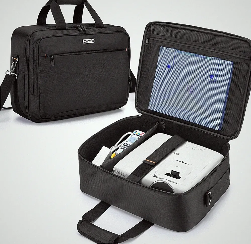Beamer Tasche Schwarz Projektor Reisetasche mit Laptopfach für Reisen