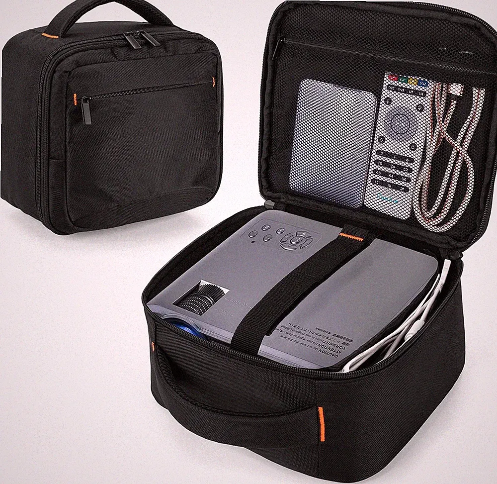 Beamer Tasche Tragetasche Schwarz für Mini Projektor mit Klettverschluss und