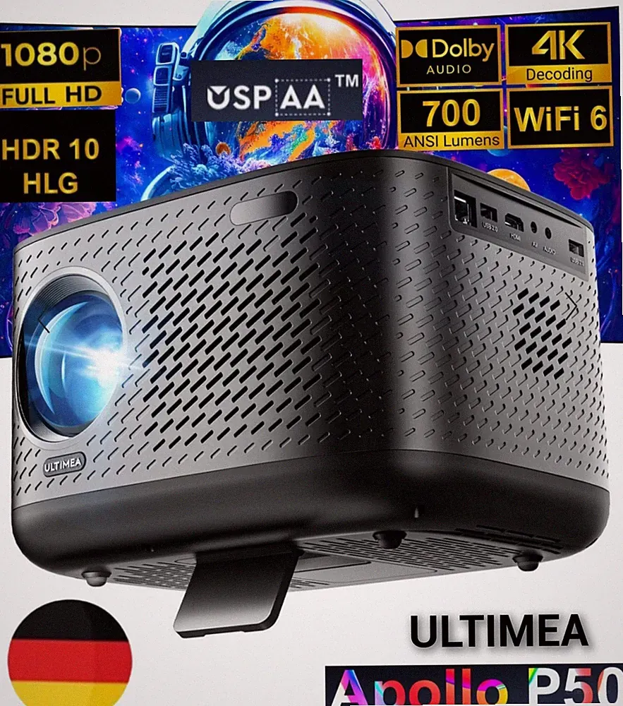 Beamer ULTIMEA Apollo P50 ,1080P Projektor 4K unterstützt 700 ANSI Lumen