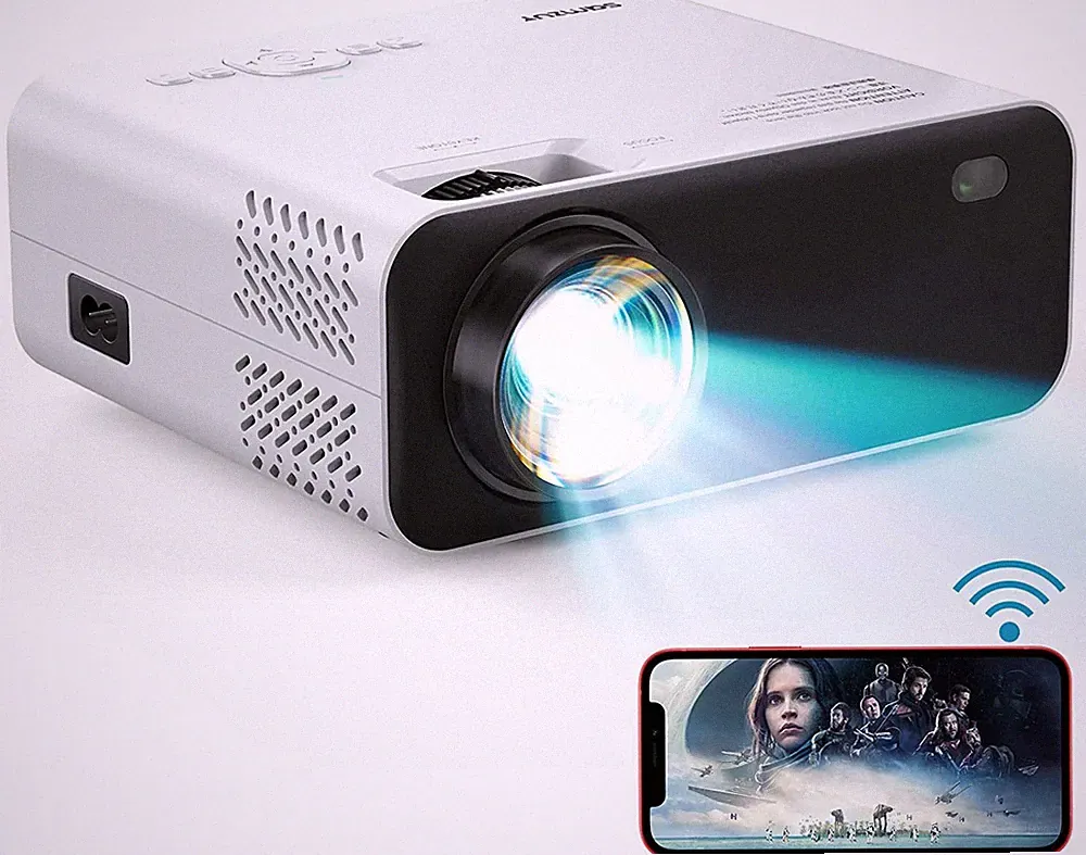 Beamer, WiFi Mini Beamer Tragbar, Samzuy 1080P Unterstützt 6000L
