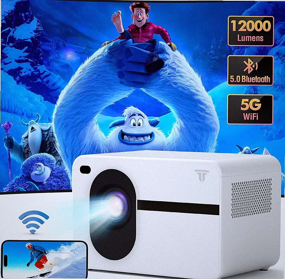 Beamer with 5G WiFi Bluetooth, Mini Outdoor/Home Video Beamer