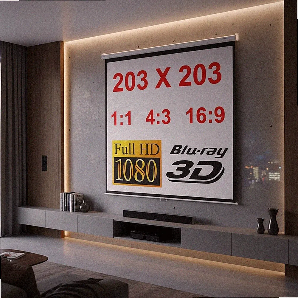 Beamerleinwand 203CM Projektionsleinwand Rolloleinwand Beamer Heimkino 1:1 📽️