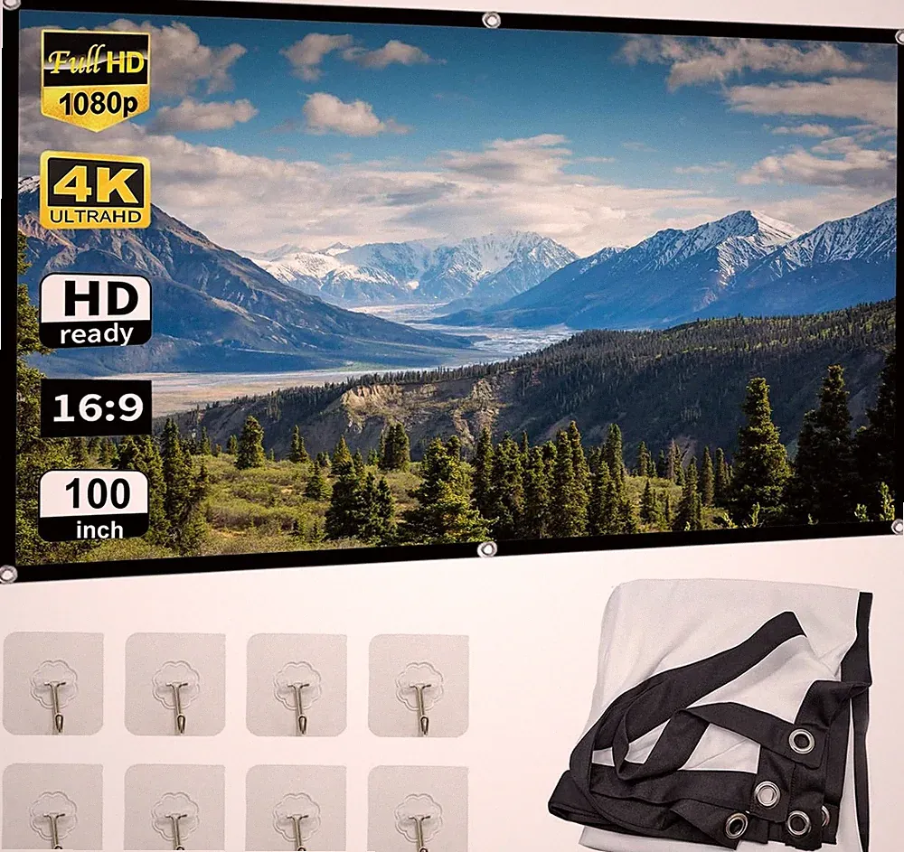 Beamerleinwand Polyester 100 Zoll HD Betrachtungswinkel 160° Heimkino Erlebnis