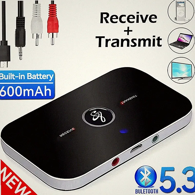 Bluetooth 5.3 Transmitter Empfänger Sender 2in1 Aux Audio Adapter TV Kopfhörer