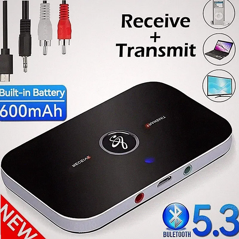 Bluetooth 5.3 Transmitter Empfänger Sender 2in1 Aux RCA Kabel Audio Adapter TV