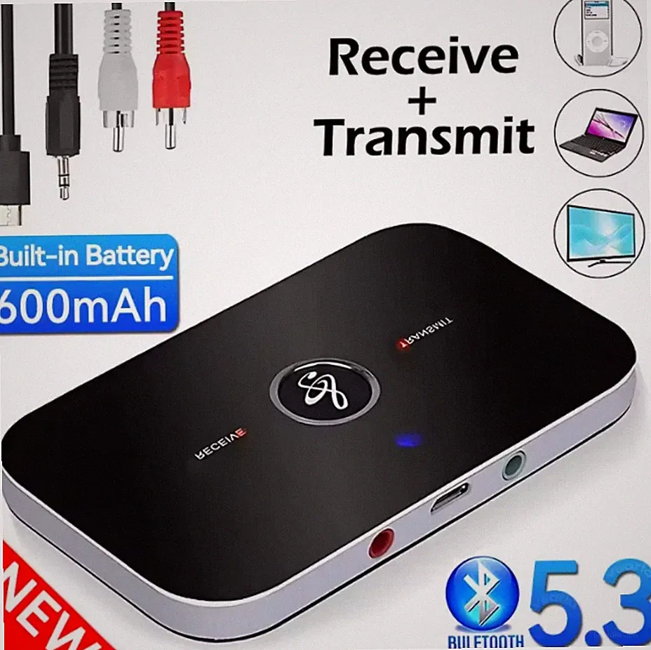 Bluetooth 5.3 Transmitter Empfänger Sender 2in1 Aux RCA Kabel Audio Adapter TV