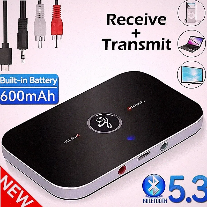 Bluetooth5.3 Transmitter Empfänger 2in1 Aux-RCA-Kabel Audioadapter TV-Kopfhörer
