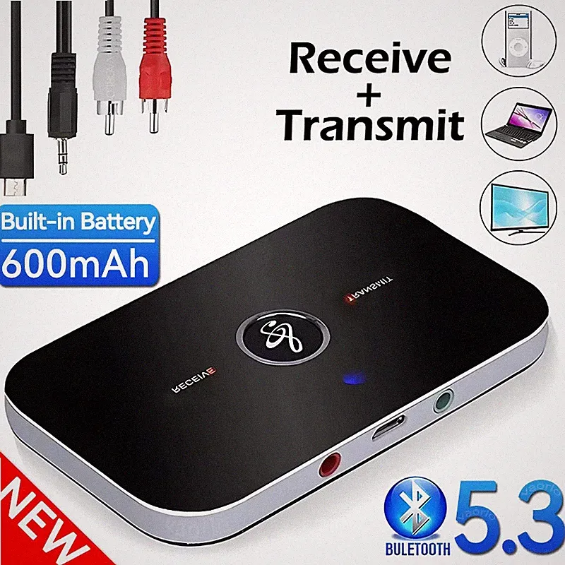 Bluetooth5.3 Transmitter Empfänger 2in1 Aux-RCA-Kabel Audioadapter TV-Kopfhörer