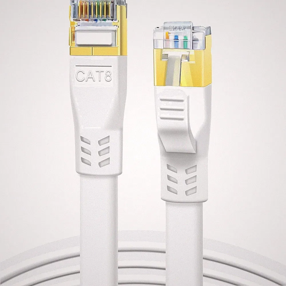 CAT 8 Kabel, 2er Pack, 0,5 m, 40 Gbps, 2000 MHz, Flat Patch Kabel, Netzwerkka...