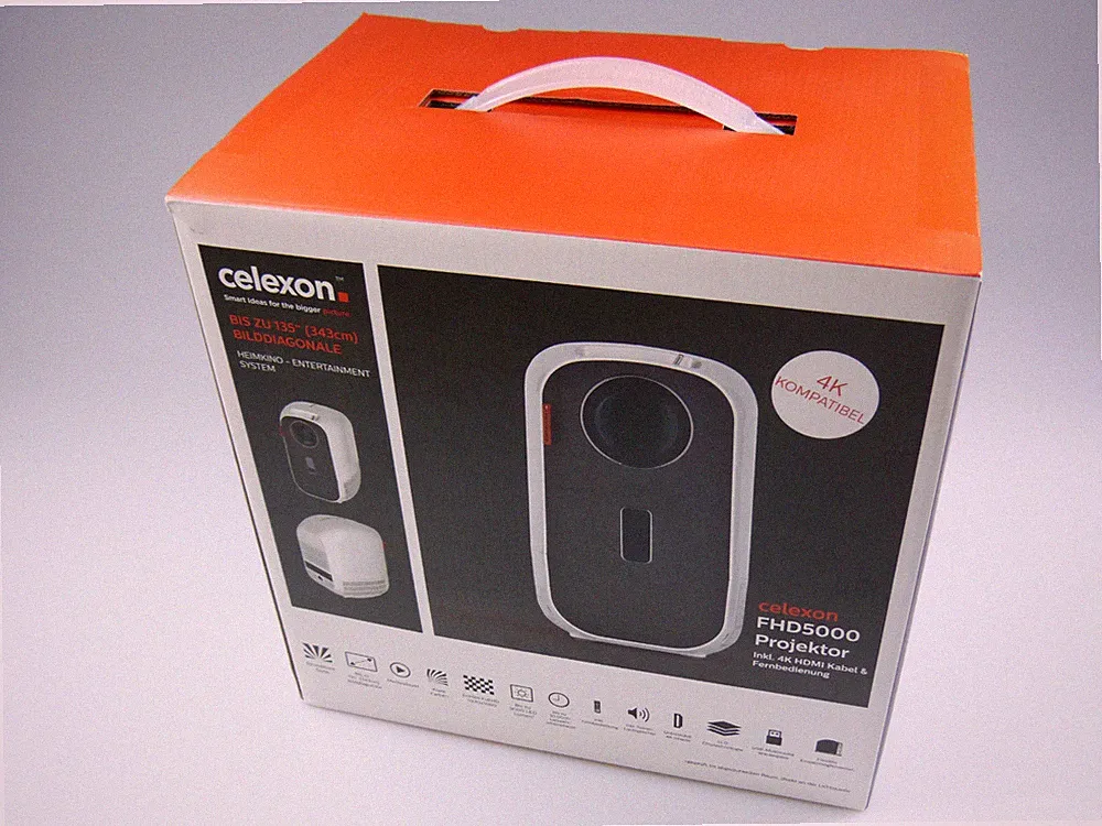 Celexon FHD5000 Full HD-Beamer Weiß! NEU & OVP! 5000 ANSI! max.150"! LED Beamer!