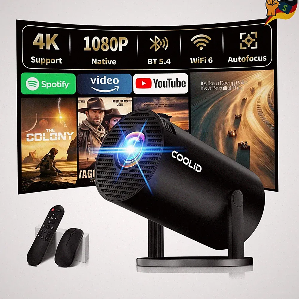 Coolid Mini Beamer C2 Projektor 1400 Lumen 20000:1 HDMI USB Tragbar Schwarz