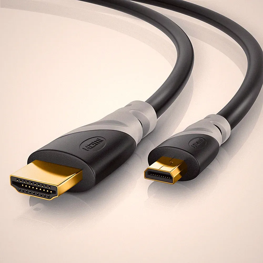 CSL Micro-HDMI zu HDMI-Kabel 2160p 4K Vergoldete Kontakte 2m 3D-fähig