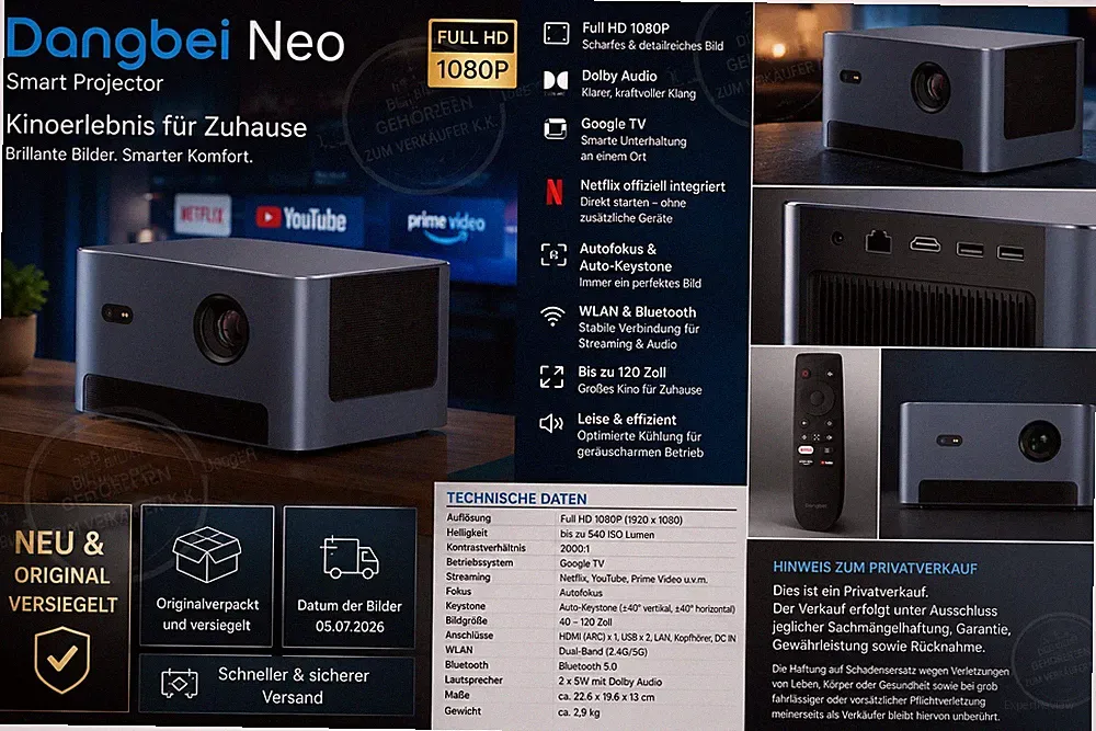 Dangbei Neo Smart Projector – Neu & Original versiegelt | Netflix | Full HD 1080
