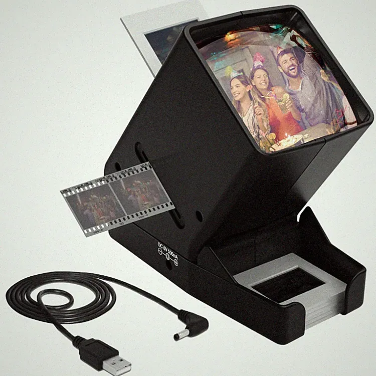 Dia Betrachter Film Projektor 3x Vergrößerung LED Beleuchtung 35mm schwarz USB