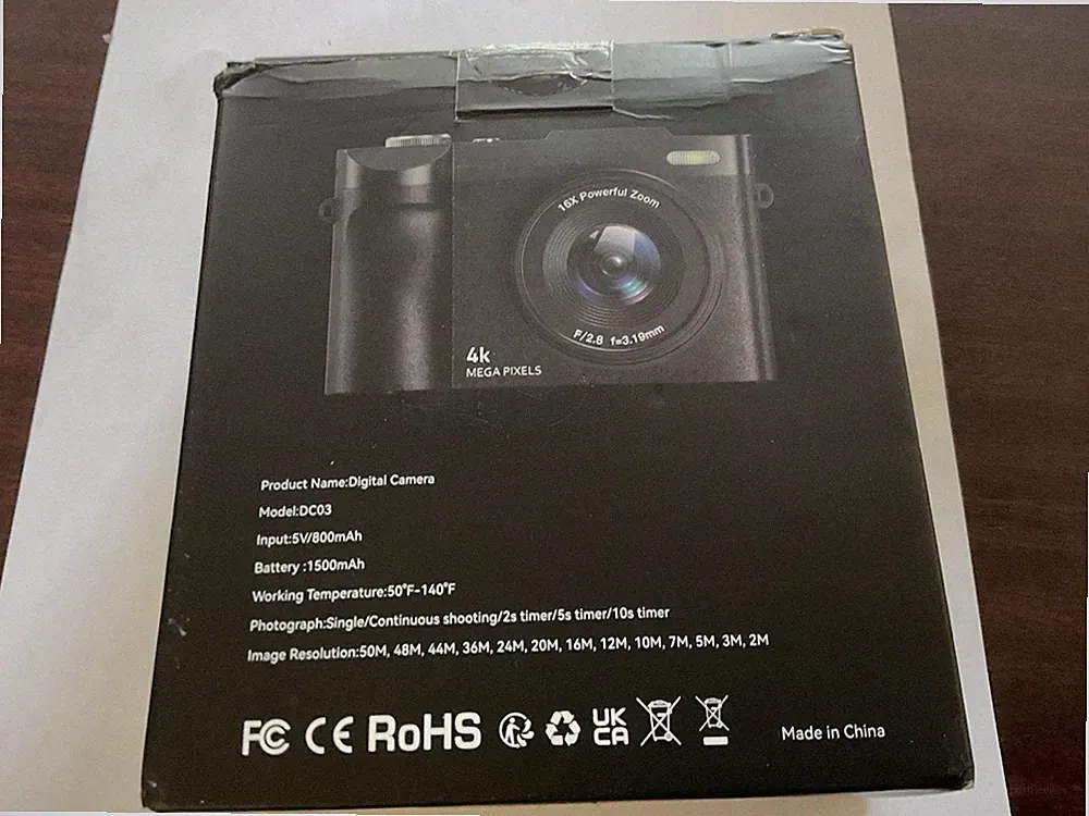 Digitalkamera 4K 48MP - Digital Kamera mit 16X Digitalzoom Autofokus