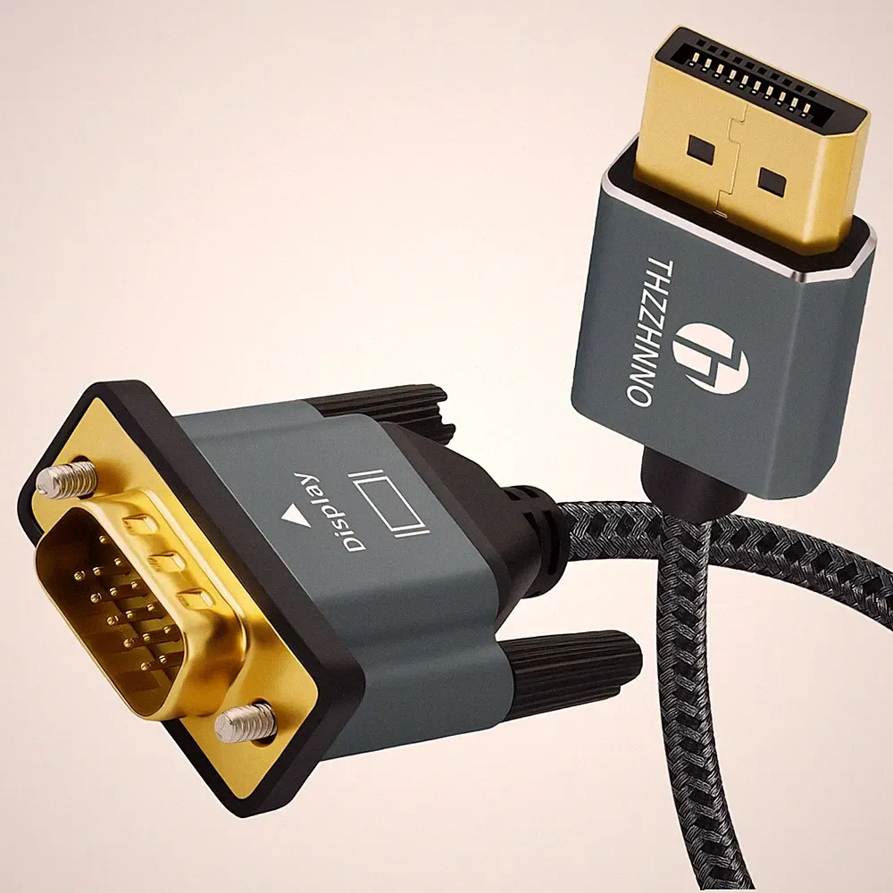 DisplayPort auf VGA Kabel Adapter 2M für PC Laptop Monitor Projektor 1080p HD
