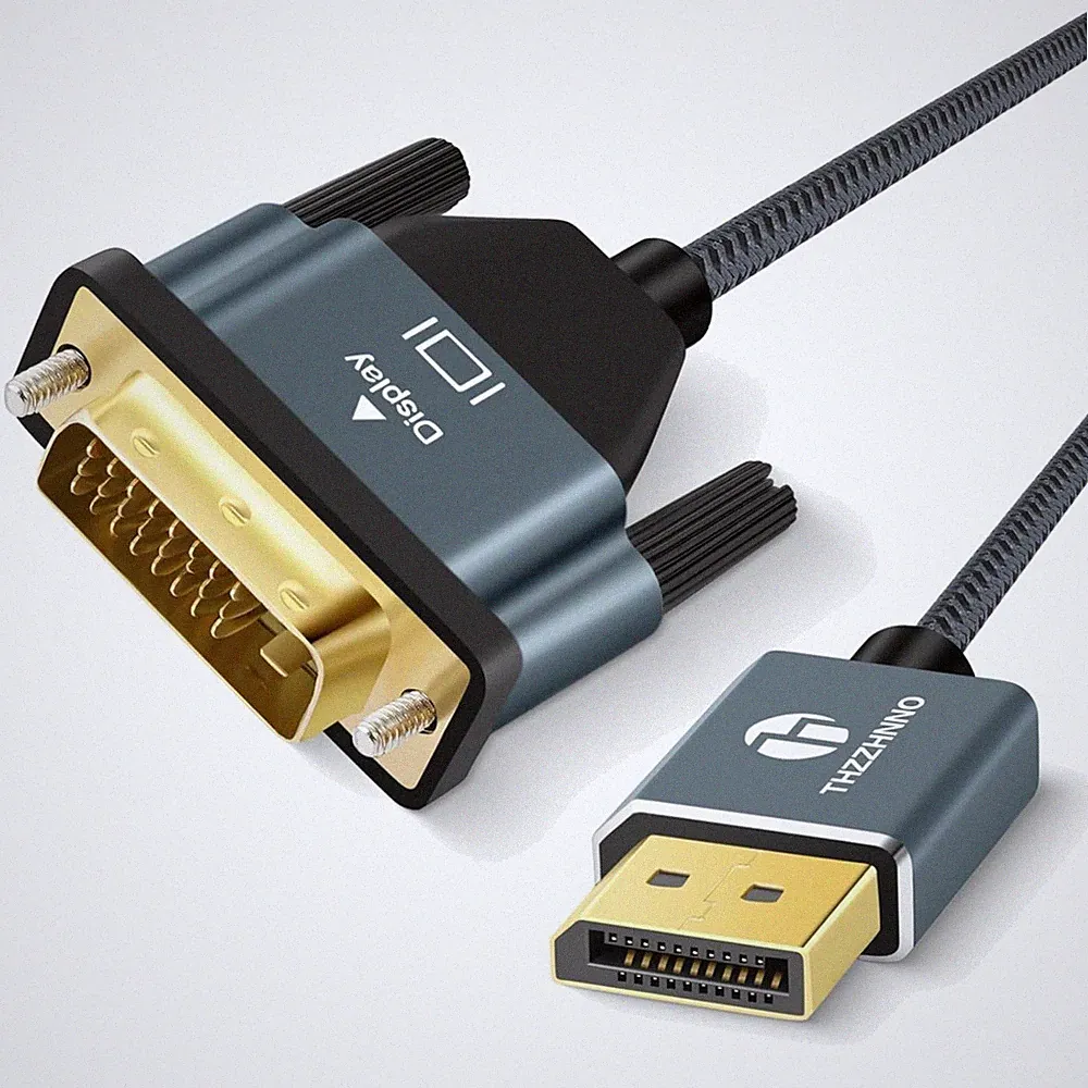 DisplayPort DVI Kabel 1M 4K Geflochten Schwarz Video Adapter