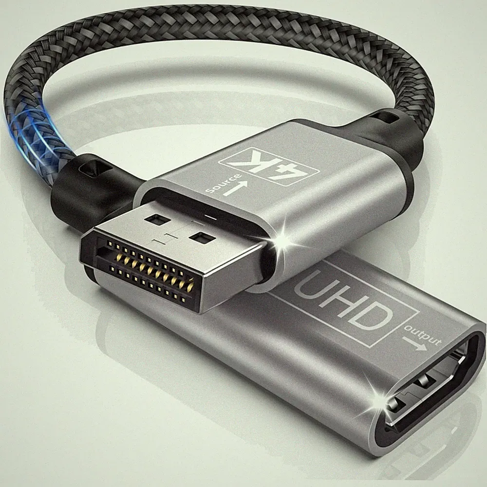 DisplayPort HDMI Adapter 4K Geflochten Monitor Fernseher Projektor