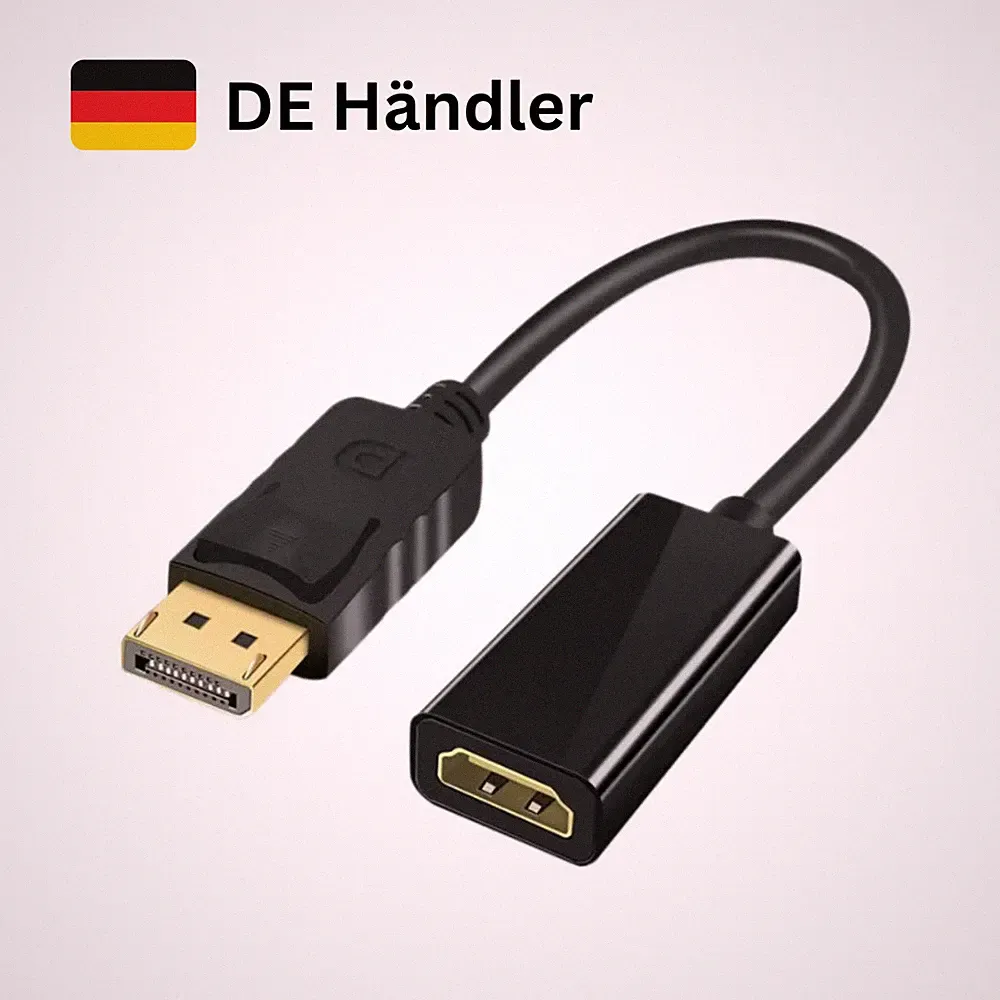 DisplayPort zu HDMI Adapter Kabel DP Stecker auf HDTV Buchse PC Beamer TV Laptop