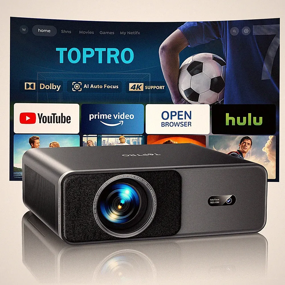 【Eingebaute APPs & DoIby Audio】Projektor 4K, 1000ANSI Tragbar Smart...