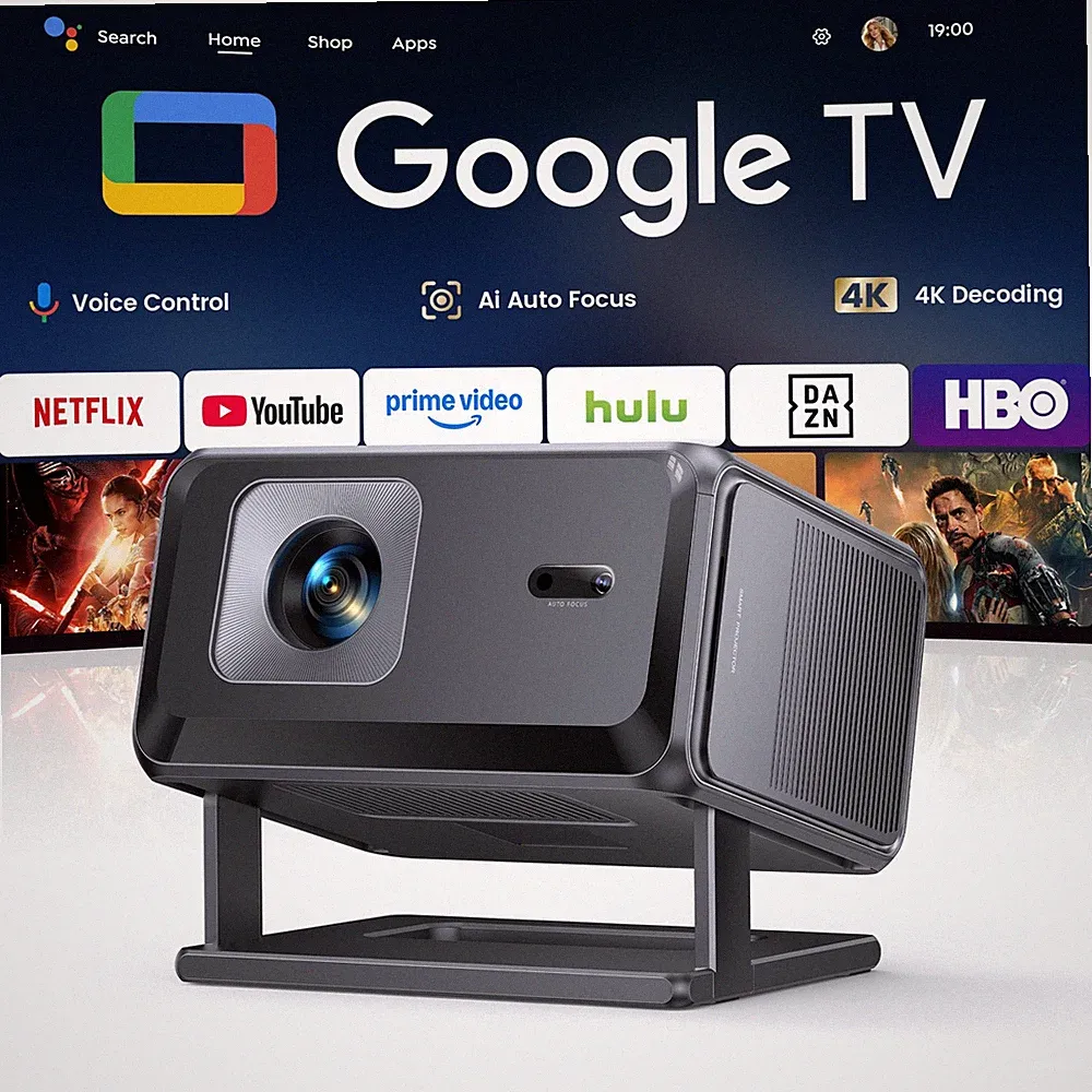 【Eingebauter Google TV】Smarter 4K Projektor für Heimkino Native 1080P Tragbar