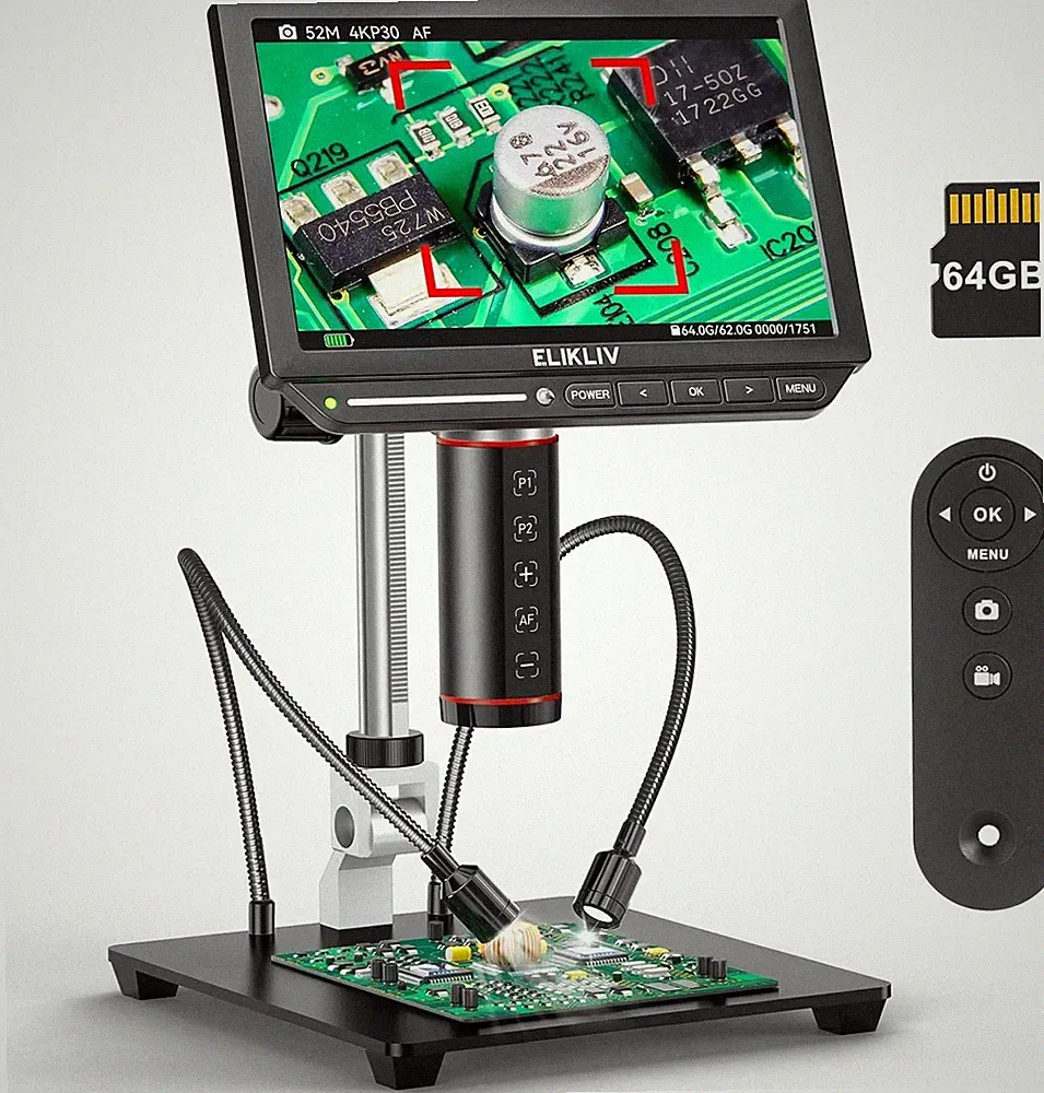 Elikliv Autofokus 4K Digitalmikroskop 2000x mit 8-Zoll Bildschirm HDMI Ausgang