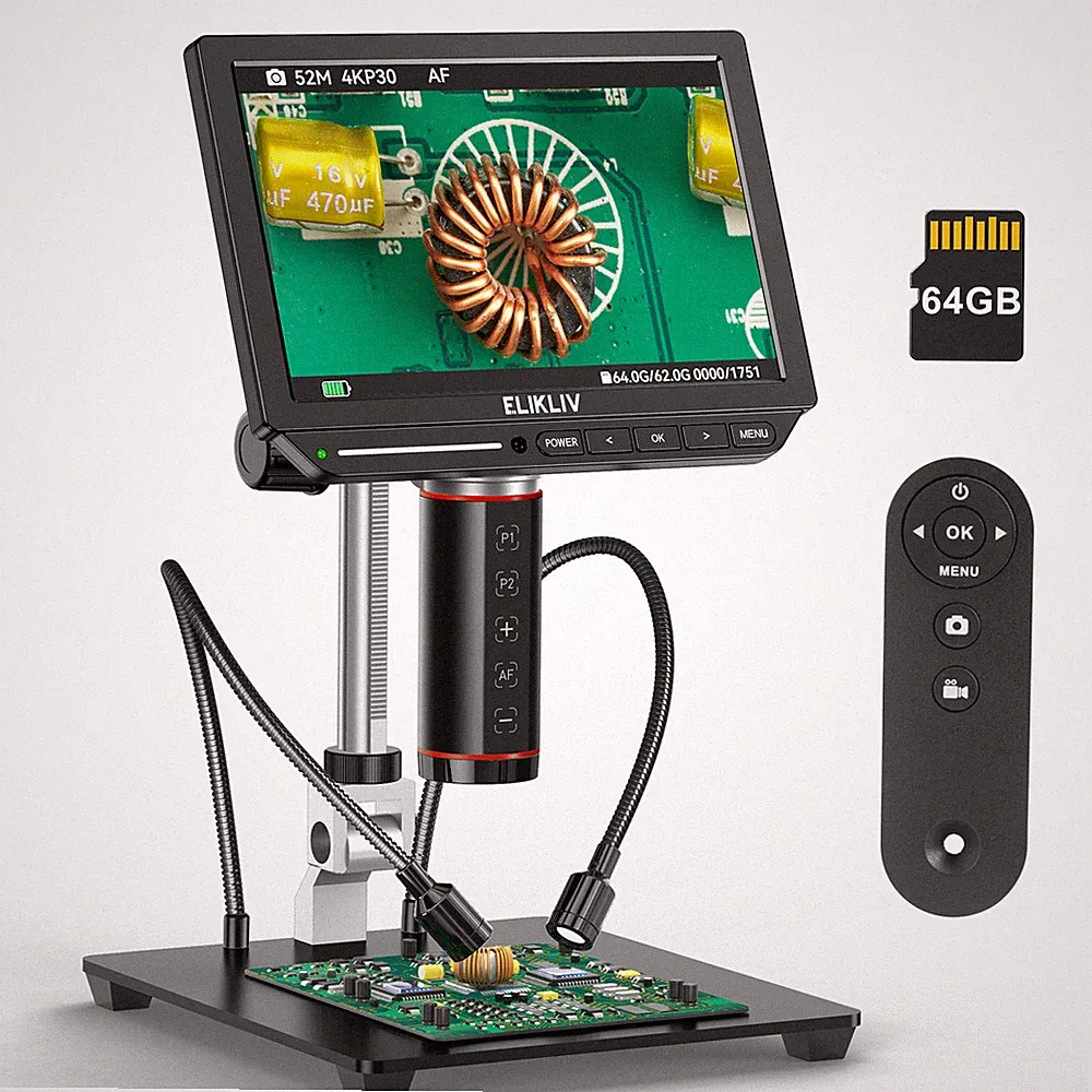 EM4K-AF 52MP Autofokus Digitalmikroskop 8-Zoll LCD 2000x Schweißmikroskop 64G