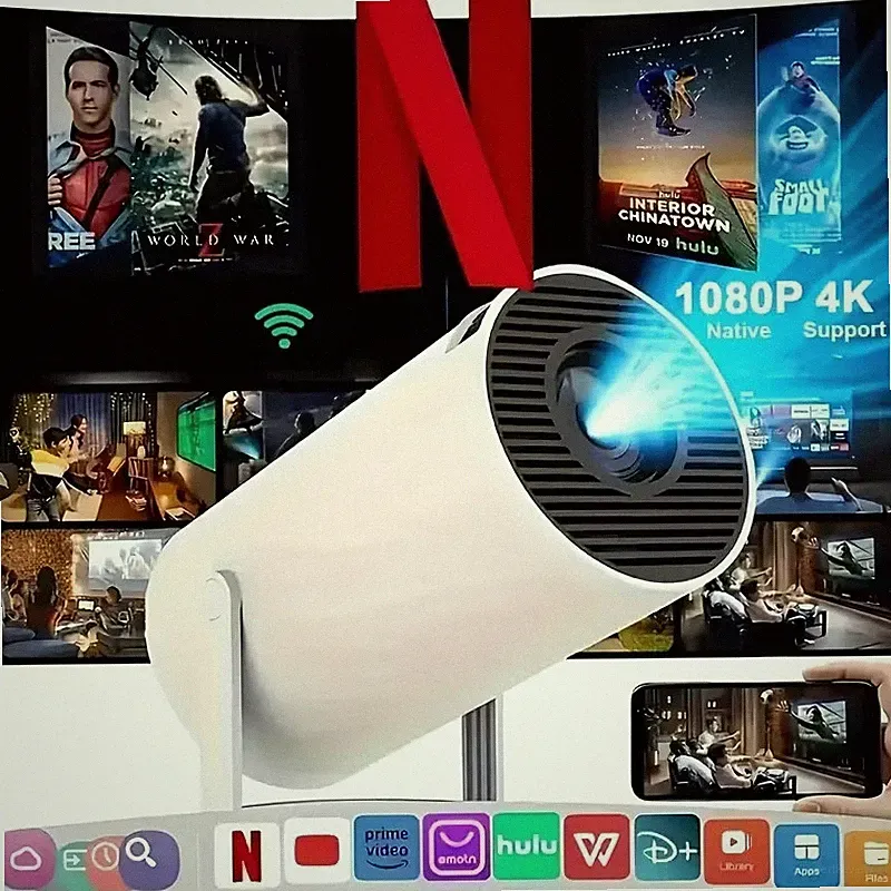 Enoecsy 4k Projektor: WLAN, Bluetooth, Trapezkorrektur, Lautsprecher, PC/Phone