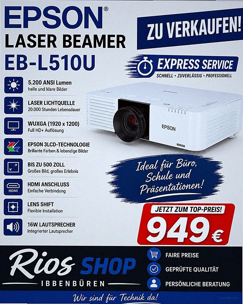 Epson EB-L510U Laser Beamer Projektor WUXGA FullHD 3LCD 5000ANSI-🔥🔥🔥 WOW