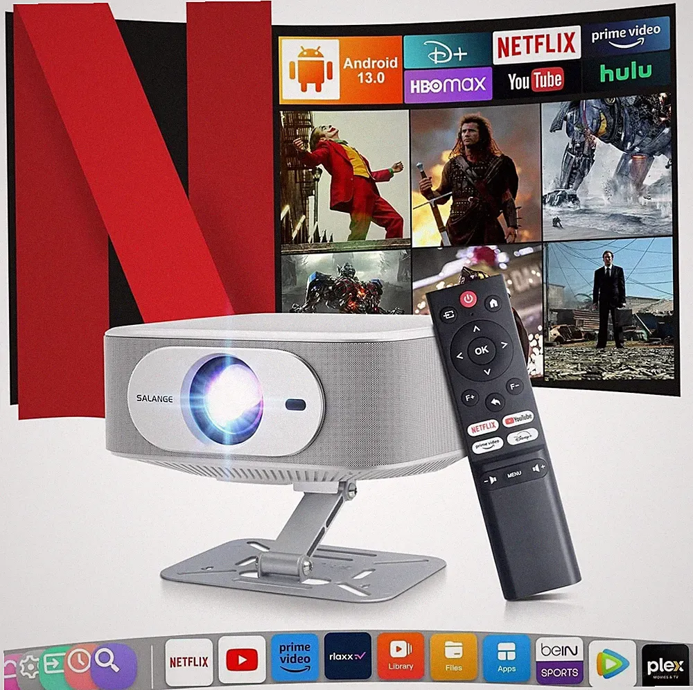 Eroshoo Smart Projektor integriertes Netflix, Prime Video, 800ANSI 4K unterstützt